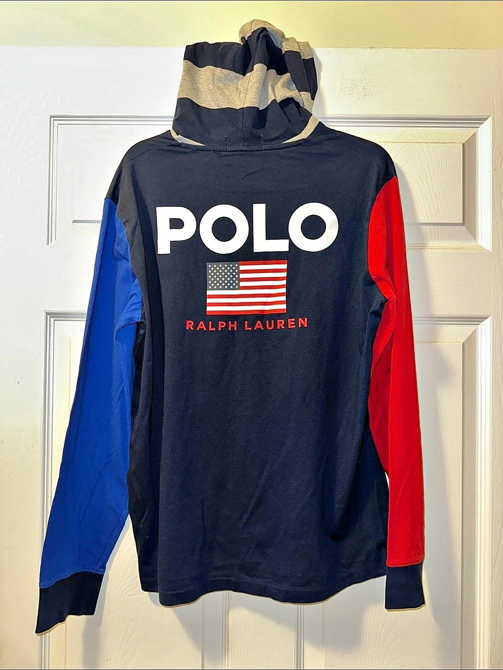 Men’s Polo Sport Ralph Lauren Colorblock Hooded Long Sleeve Shirt - Size M